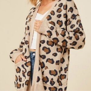Hayden Tan and Brown Leopard Cardigan 0189